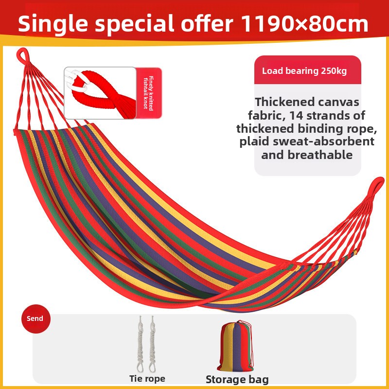 Thickened Nylon Outdoor Hammock Anti-Rollover Striped Swing Bed