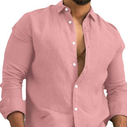 Men's Linen Long Sleeve Shirt Wrinkle Resistant Casual Wear