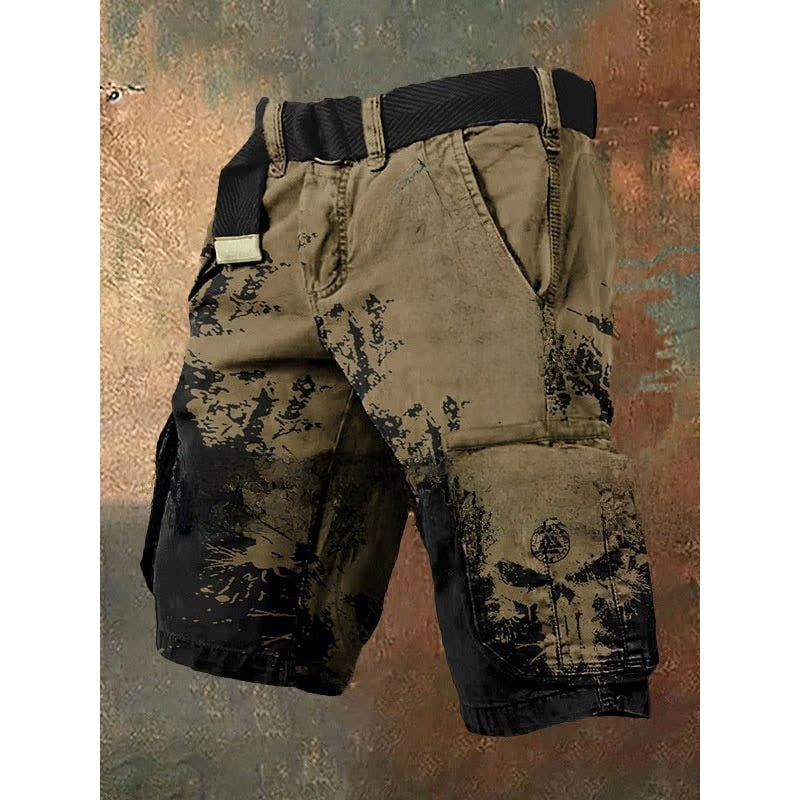 Digital Print Shorts with Zipper for Men