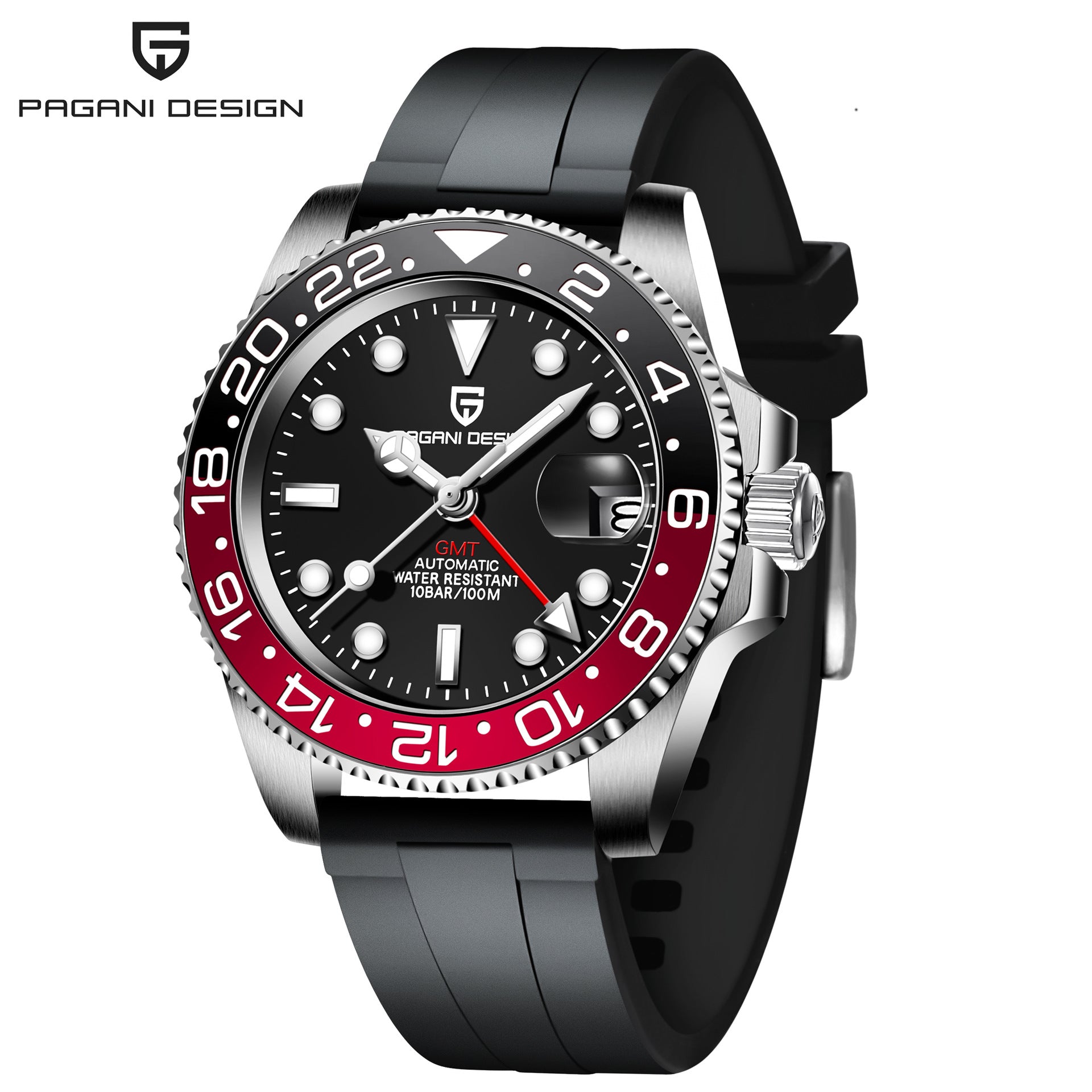 PAGANI DESIGN Mens GMT Mechanical Watch Luminous Calendar