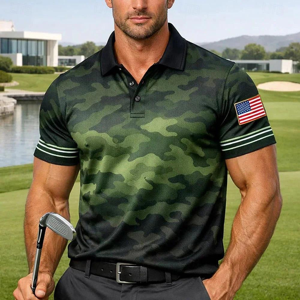 Mens Flag Print Polo Shirt