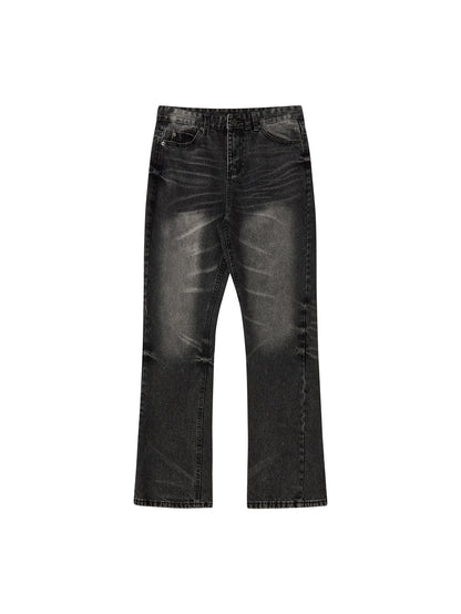 Retro washed black slightly flared jeans