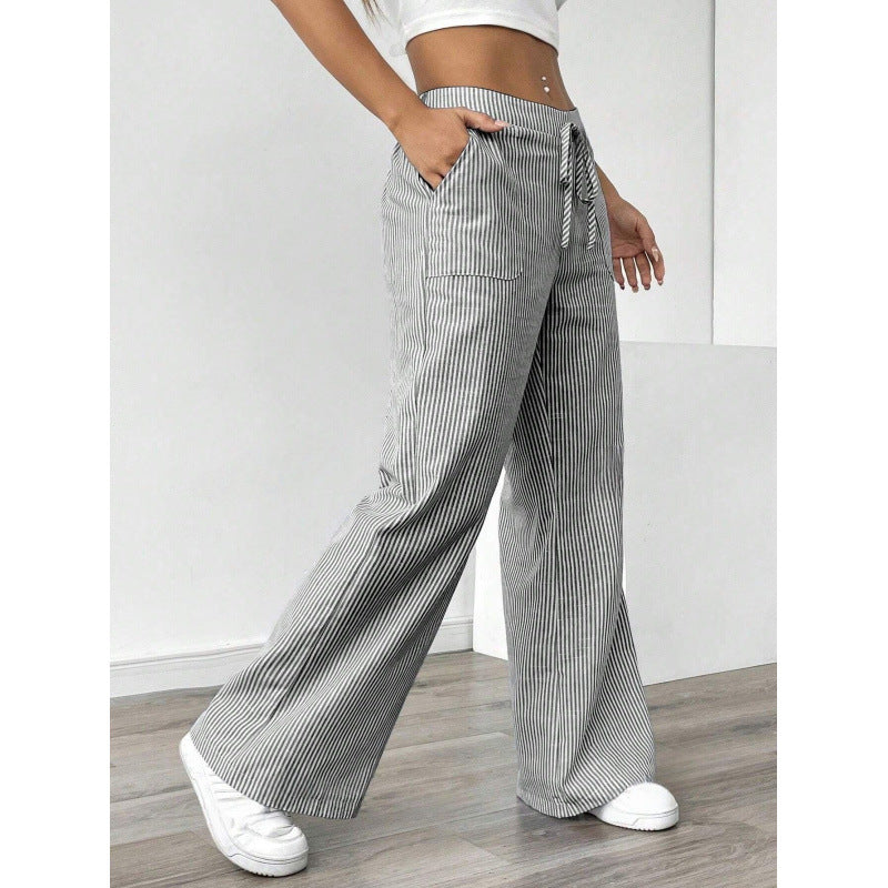 Striped Wide Leg Casual Pants