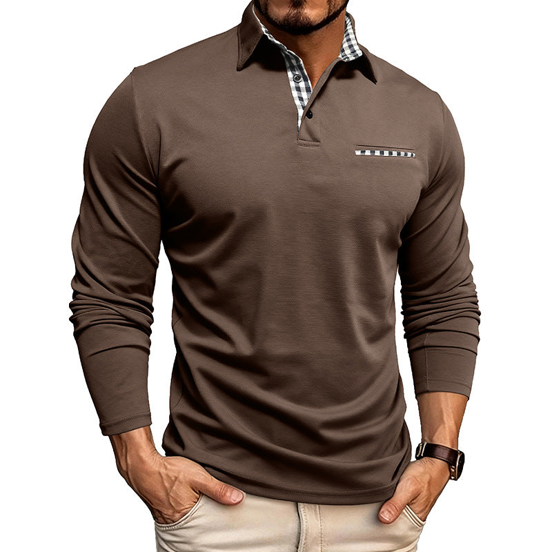 Mens Breathable Polo Shirt Long Sleeve