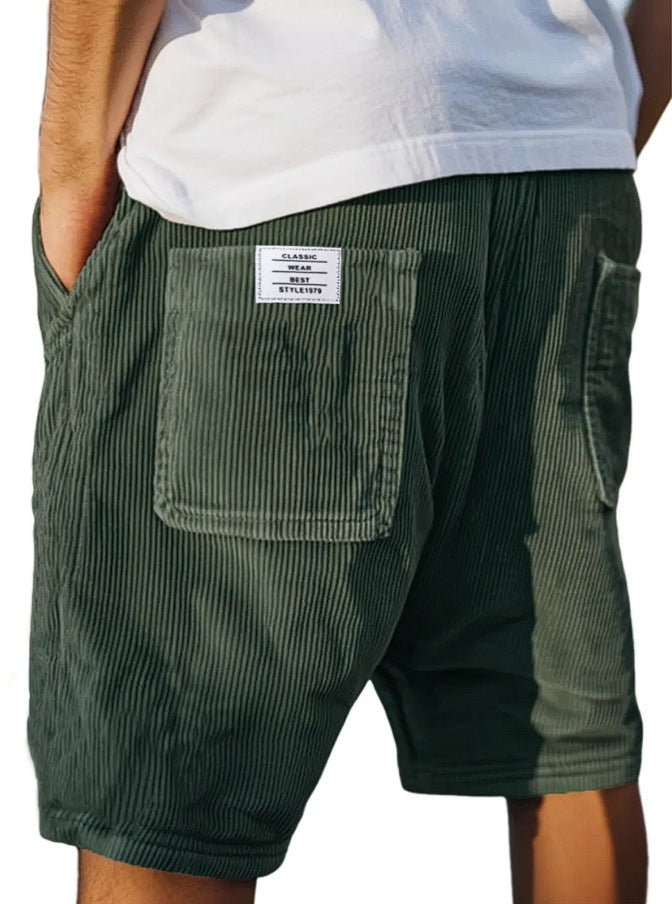 Mens Vintage Corduroy Shorts with Multiple Pockets