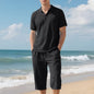 Men's Linen Polo Shirt and Short Pants Set