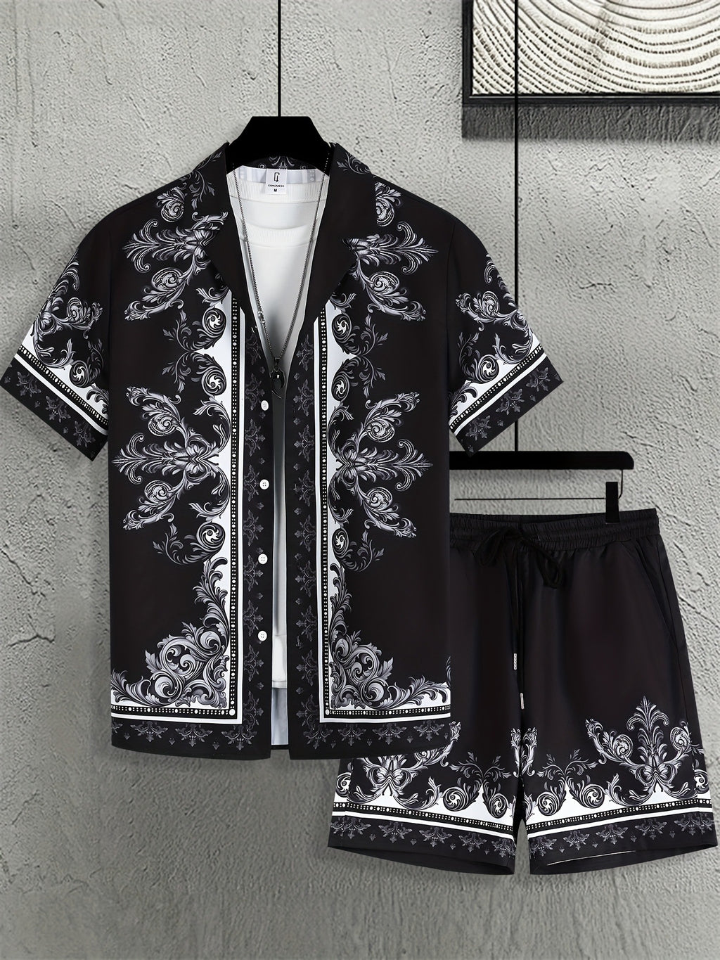 Men's Summer Casual Short-Sleeve Shirt and Shorts Set