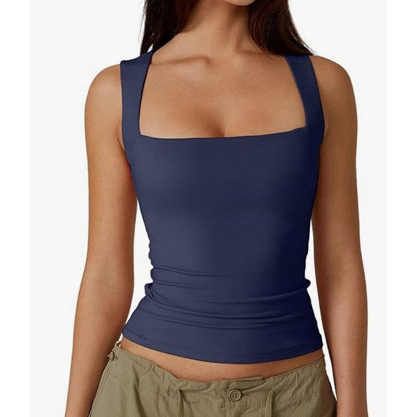 Women's Square Neck Sleeveless Vest Top