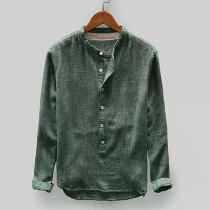 Mens Long Sleeve Stand Collar Shirt