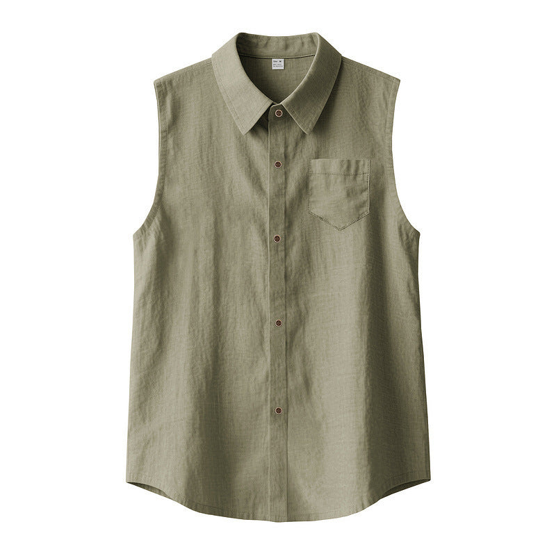 Men's Sleeveless Linen Shirt Vest
