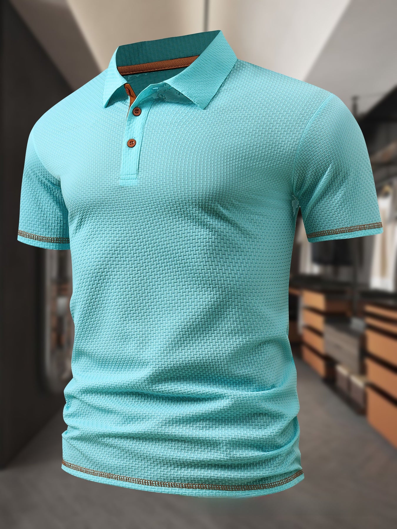 Mens Jacquard Ice Silk Polo Shirt