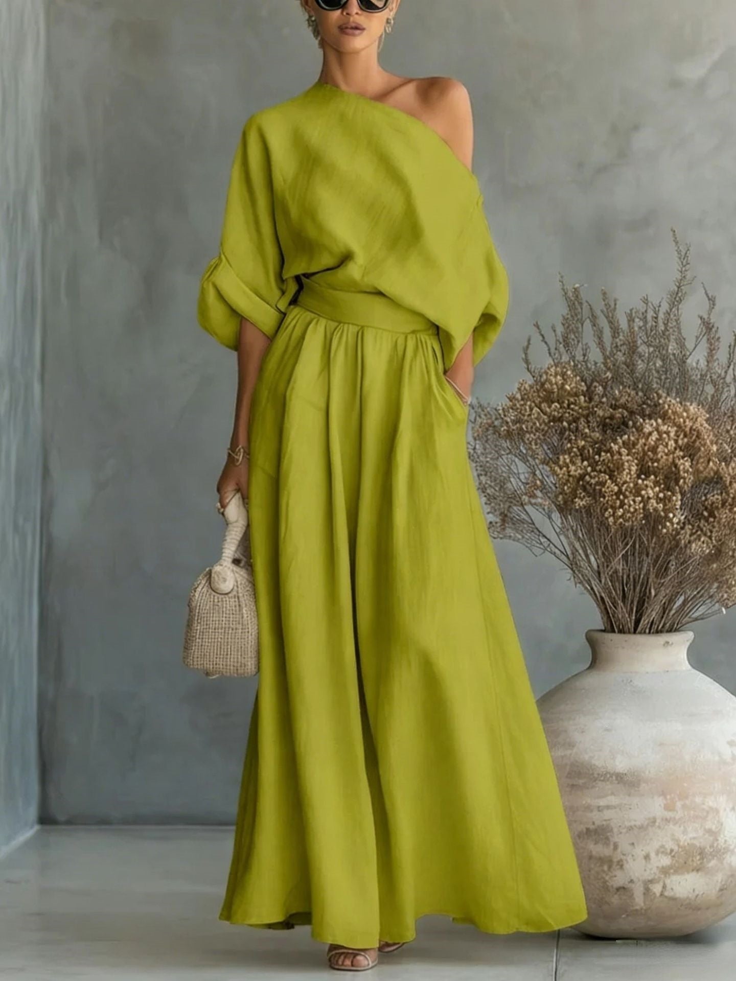 Elegant Off-Shoulder Top and Pants