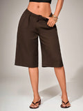Womens High Waist Wide Leg Shorts