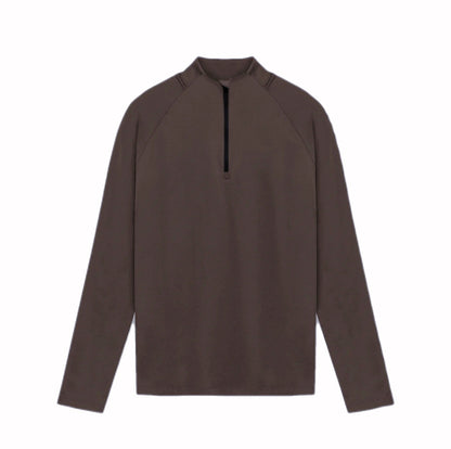 Mens Solid Color Half Zip Turtleneck Sport Shirt