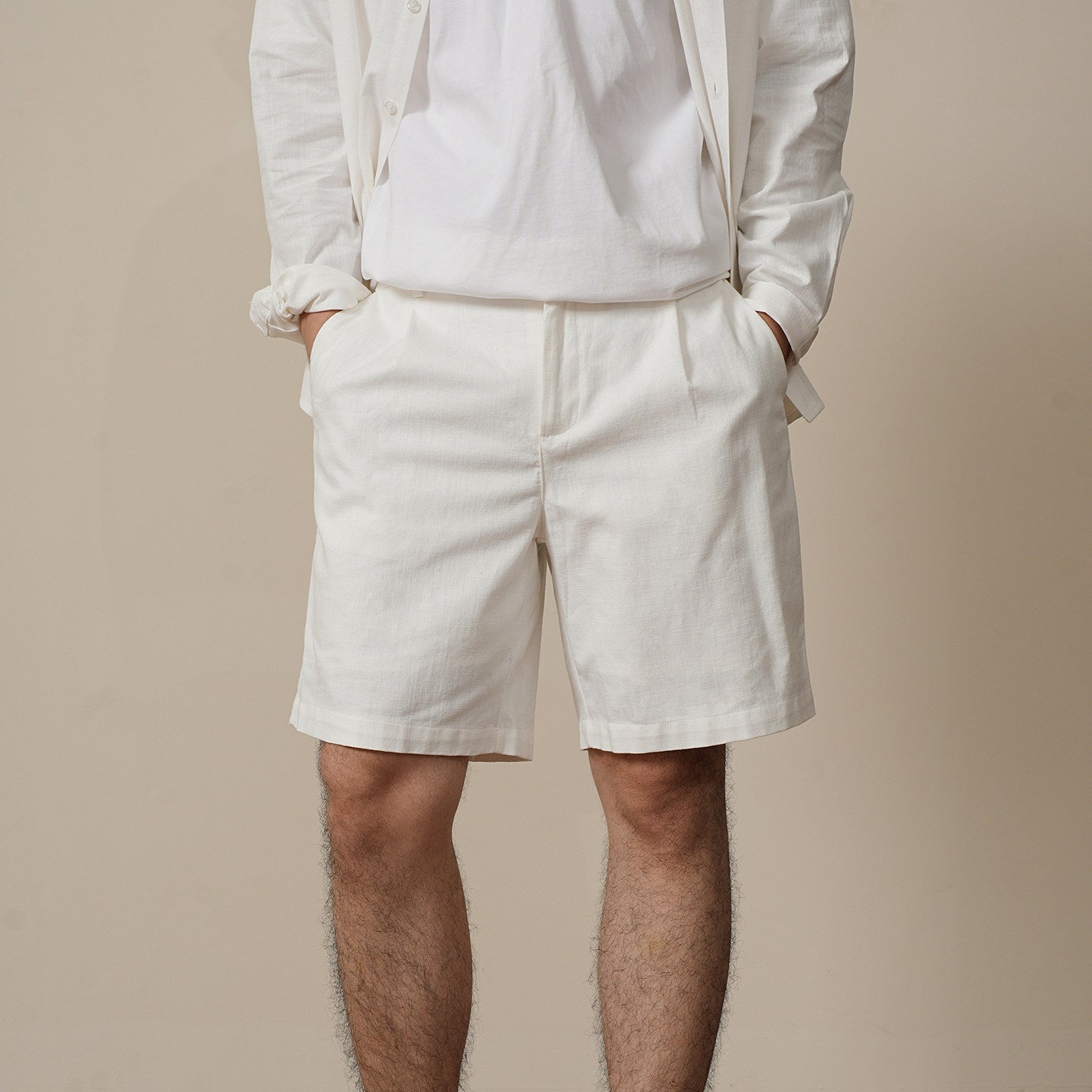 Mens Straight-Leg Linen Blend Shorts