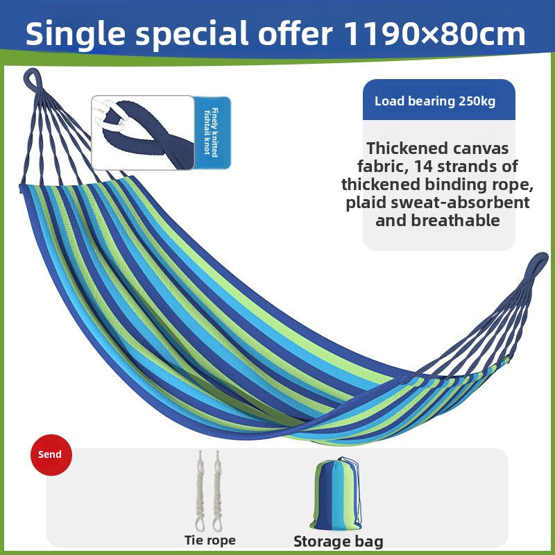 Thickened Nylon Outdoor Hammock Anti-Rollover Striped Swing Bed