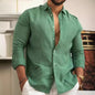 Men's Linen Long Sleeve Shirt Wrinkle Resistant Casual Wear