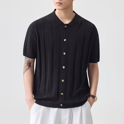 Jacquard Retro Luxury Knitted Polo Shirt