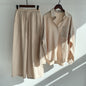 cotton and linen shirts, high-waisted loose trousers