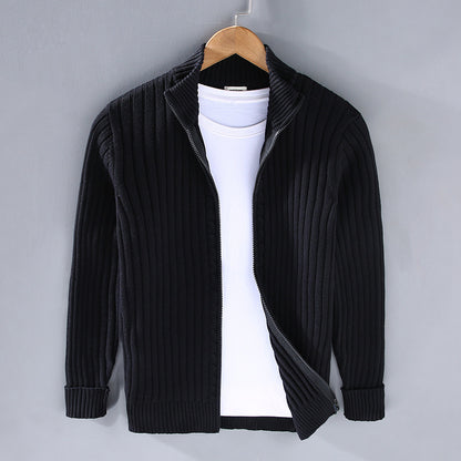 Mens Knitted Cardigan Sweater with Zipper