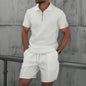 Men's Waffle Knit Short Sleeve and Shorts Set