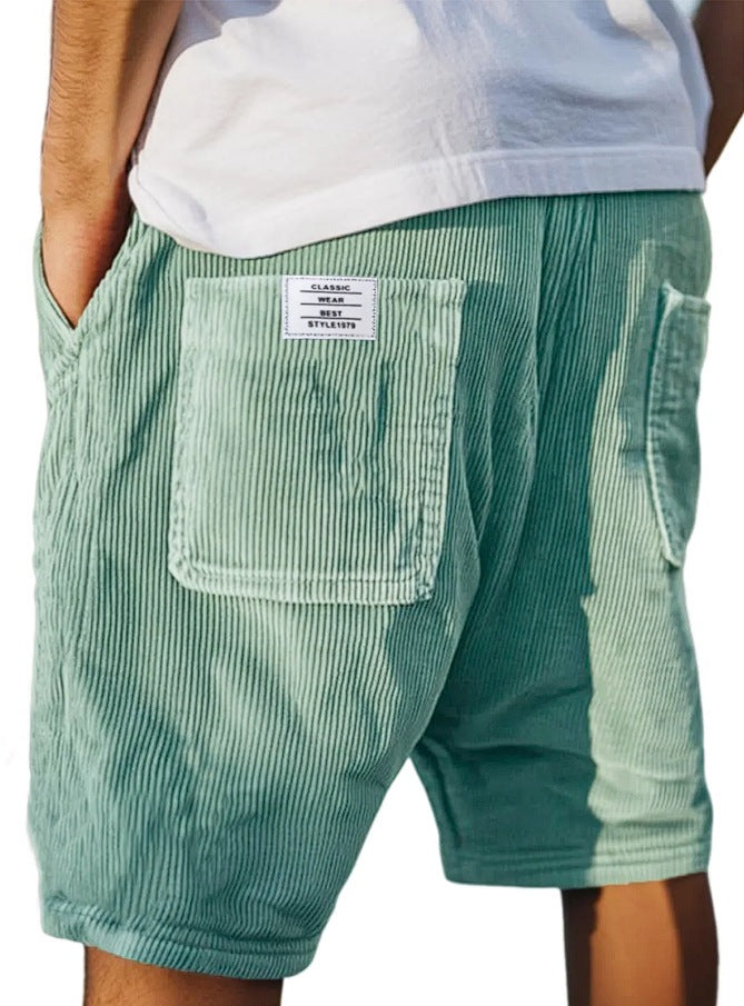 Mens Vintage Corduroy Shorts with Multiple Pockets