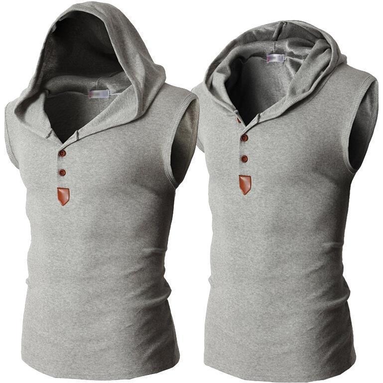 Mens Stretch Hooded Sweat Vest
