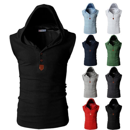 Mens Stretch Hooded Sweat Vest