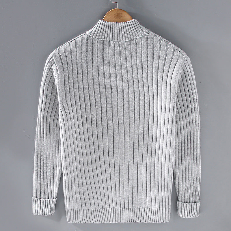 Mens Knitted Cardigan Sweater with Zipper