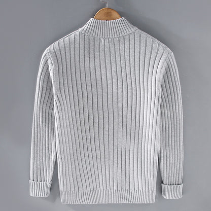 Mens Knitted Cardigan Sweater with Zipper