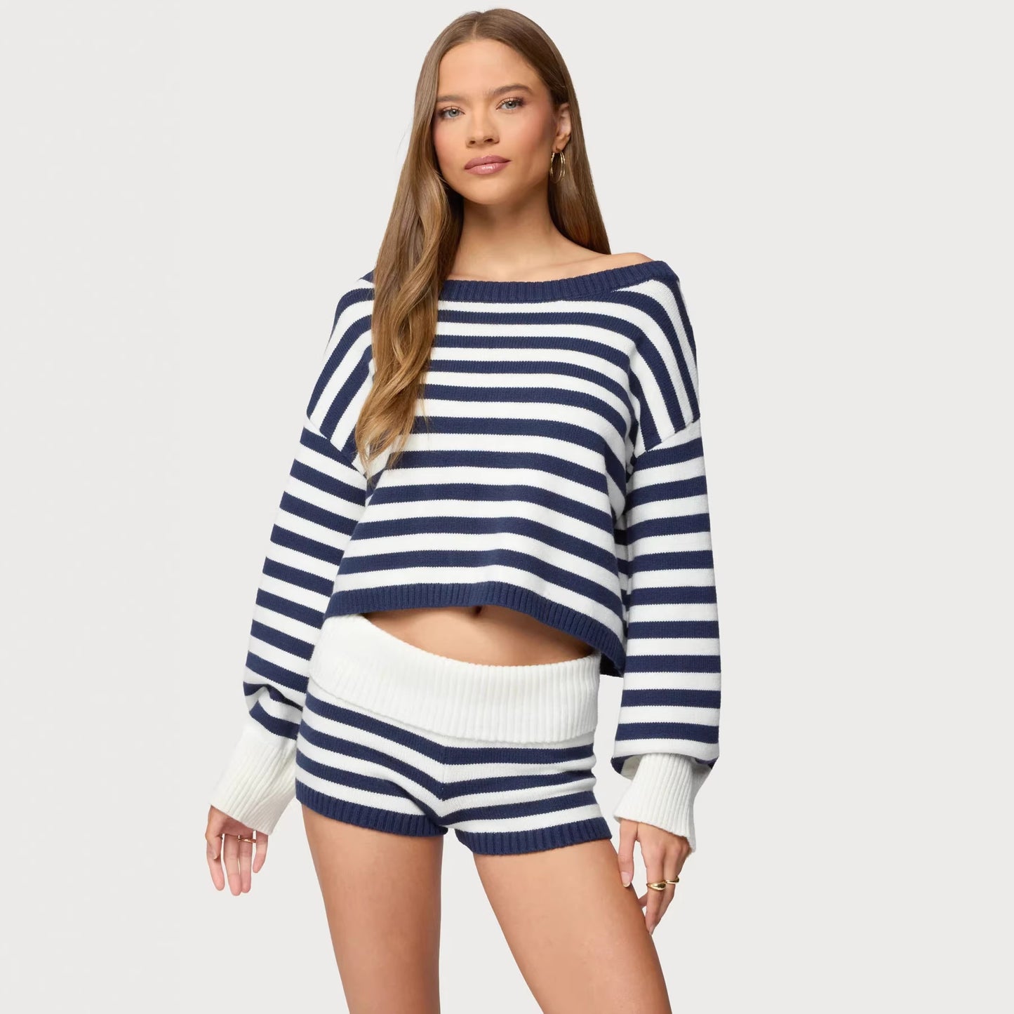 Women's Solid Color Sweater and Short Skirt Set