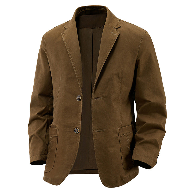 Men's Casual Suit Solid Color Washed Cotton