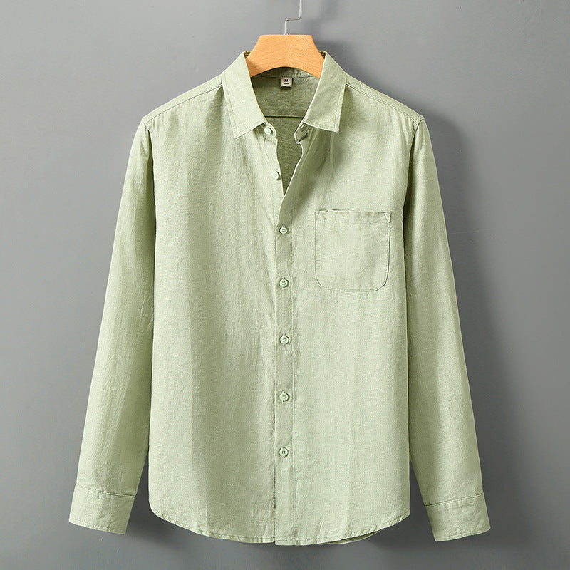 Mens Linen Long Sleeve Casual Shirt