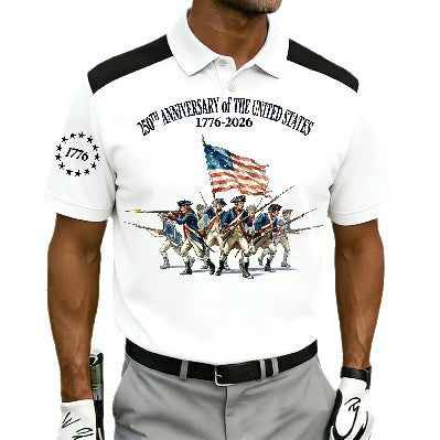 Mens Flag Print Polo Shirt