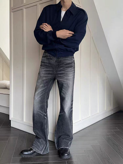 Retro washed black slightly flared jeans