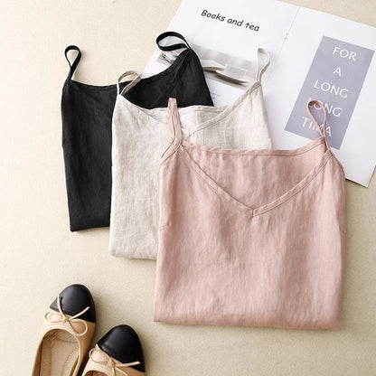 Cotton Linen Sleeveless Camisole Top