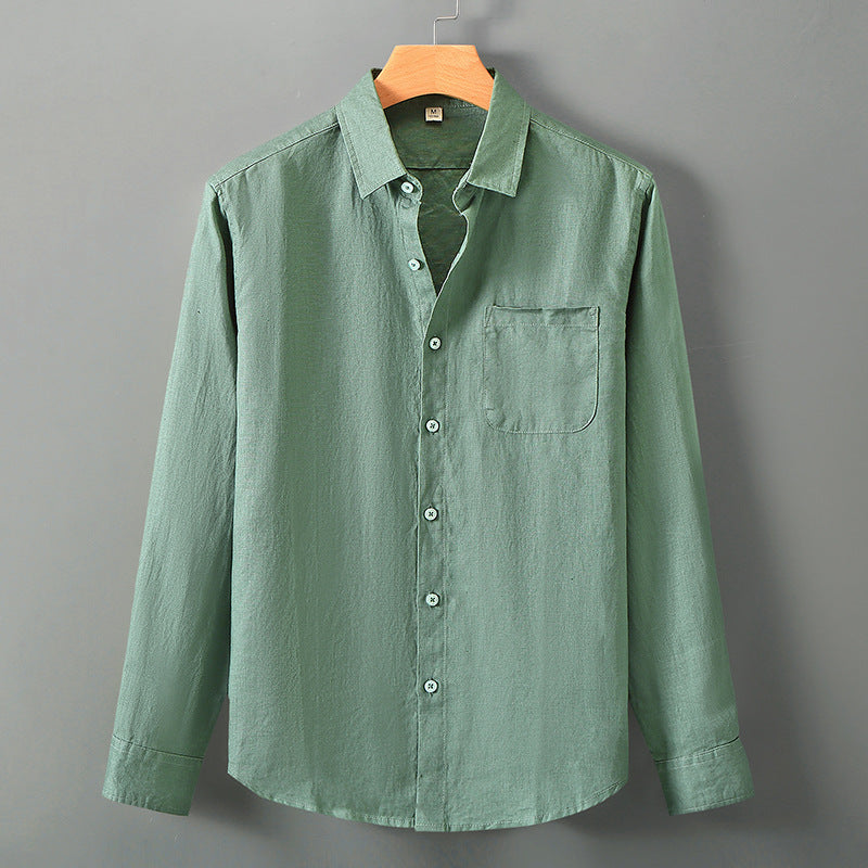 Mens Linen Long Sleeve Casual Shirt