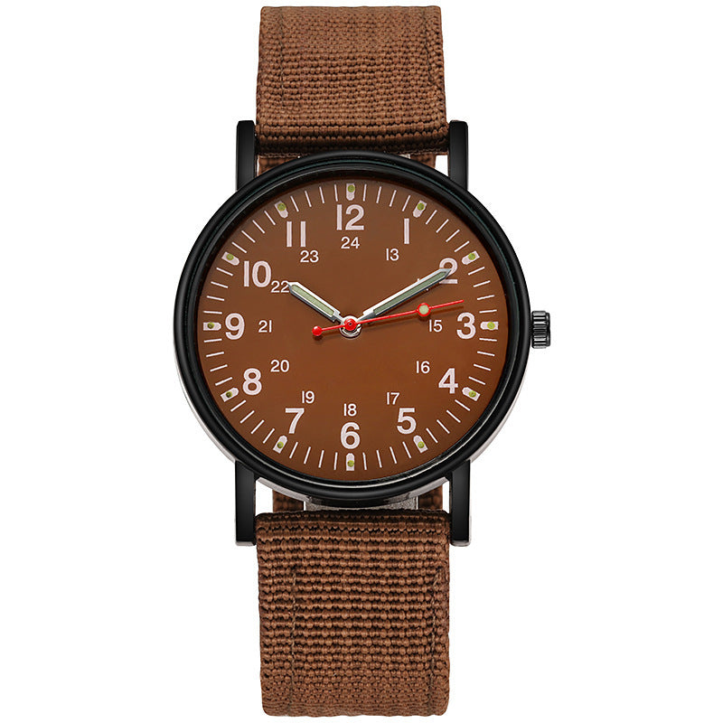 Mens Military Style Quartz Watch with Canvas Strap