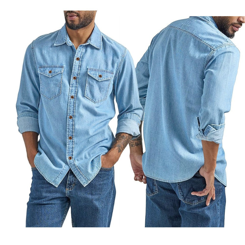 Faux Denim Mens Cardigan Shirt