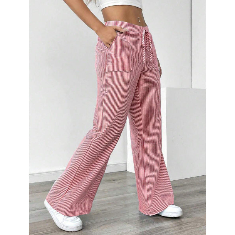 Striped Wide Leg Casual Pants