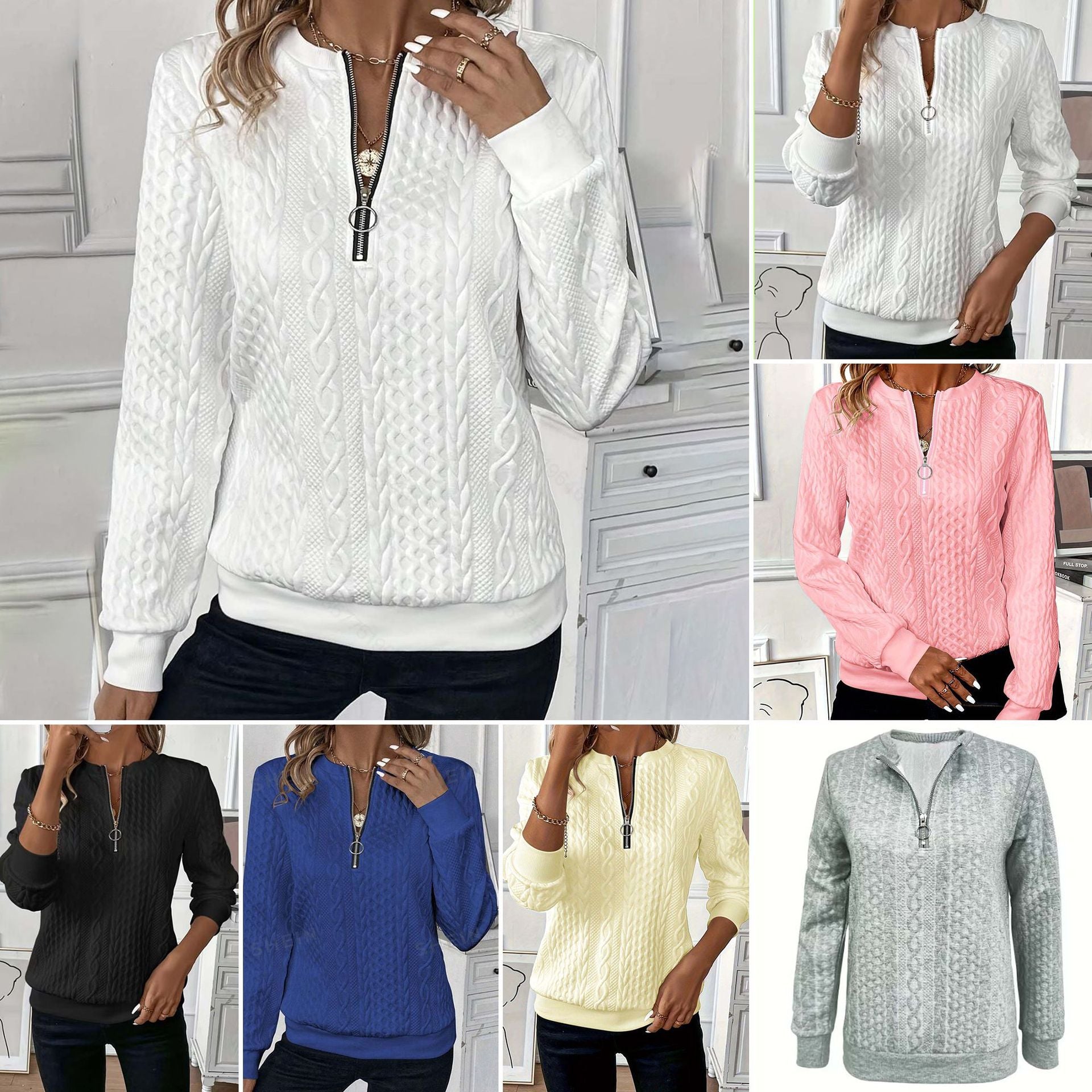 Womens Zipper Front Sweatshirt