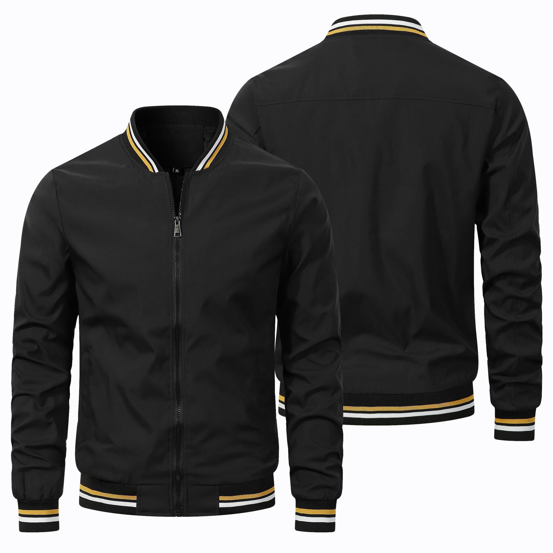 Mens Casual Stand Collar Zipper Jacket