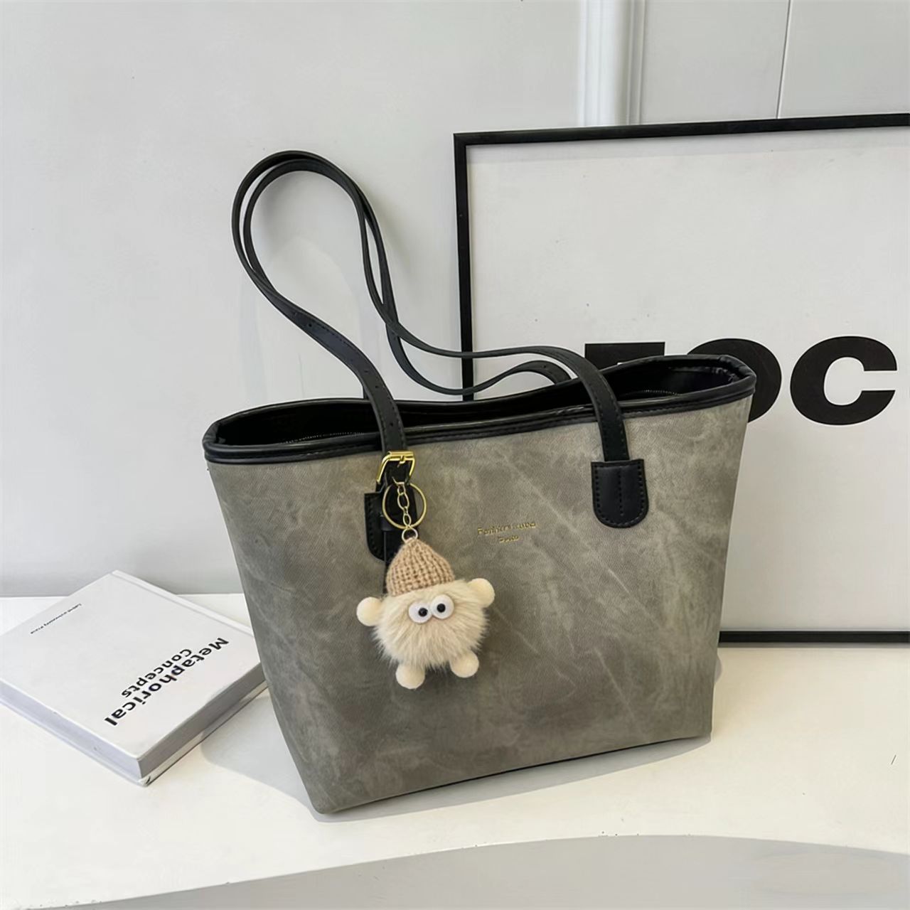 Women Pu Leather Tote Bag Large Capacity Shoulder Bag Handbag