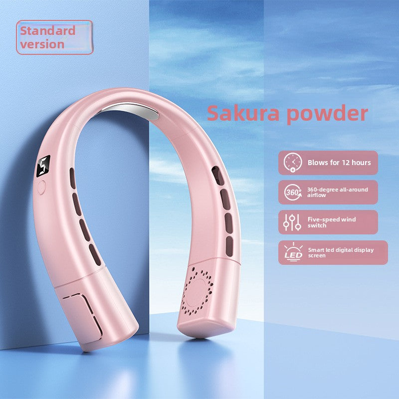 USB Rechargeable Neck Hanging Fan with Silent Bladeless Design