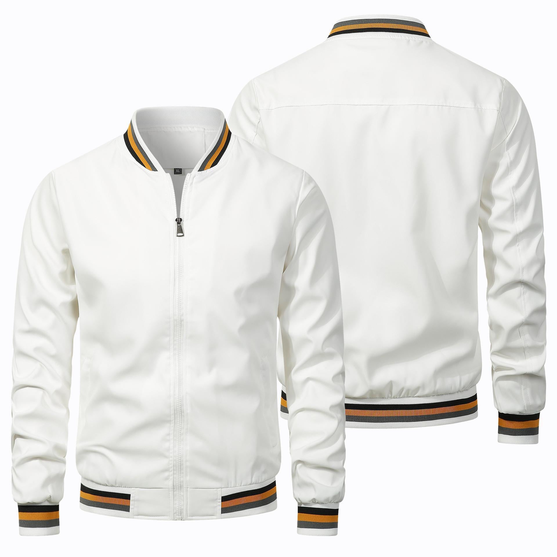 Mens Casual Stand Collar Zipper Jacket
