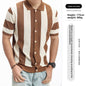 Mens Striped Knit Polo Shirt