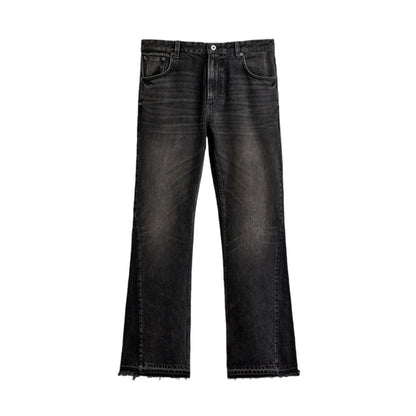 Men's wide-leg washed denim pants with a mid-rise design