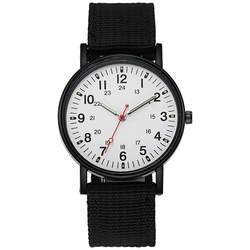 Mens Military Style Quartz Watch with Canvas Strap