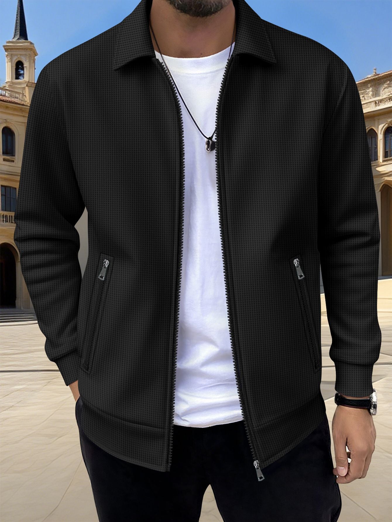 Mens Casual Zippered Jacket