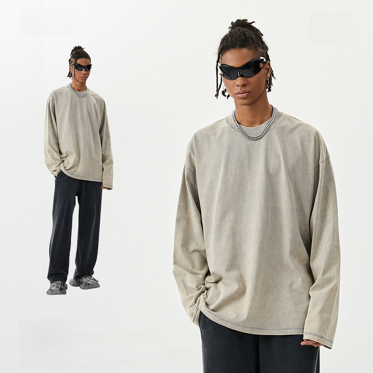 Retro men's long-sleeved T-shirt